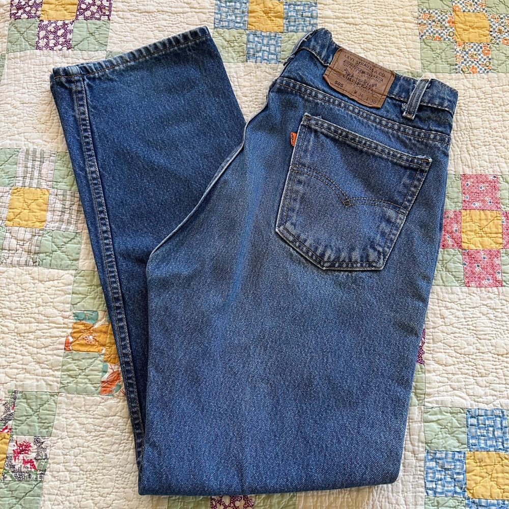Vintage 90s Levi's 505 Orange Tab Cotton Denim Jeans USA 33 x 30